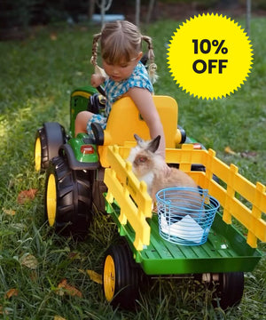 vehiculo infantil electrico gound force john deere con 10% de descuento cyber mininuts