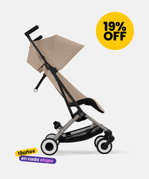 coche de bebé compacto o ultracompacto libelle almond beige de cybex vista lateral con 19% de descuento 19 año en cada etapa