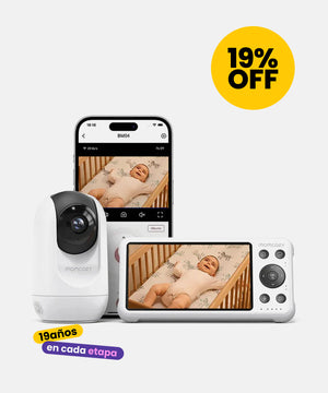 camara monitor de bebé con control a traves del telefono celular smartphone con 19% de descuento 19 años en cada etapa MiniNuts