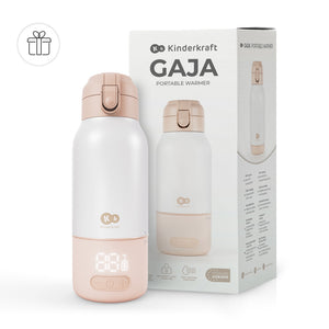 Caja del termo calentador de leche portátil Gaja Kinderkraft junto al producto