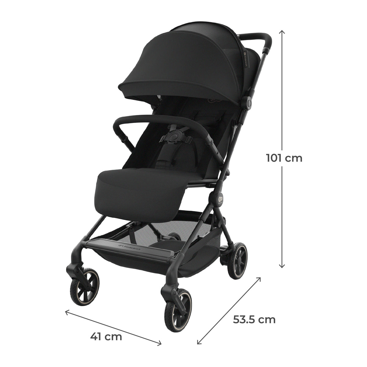 Medidas del coche de paseo de cabina Nebo Kinderkraft color negro abierto: 101 x 41 x 53,5 cm