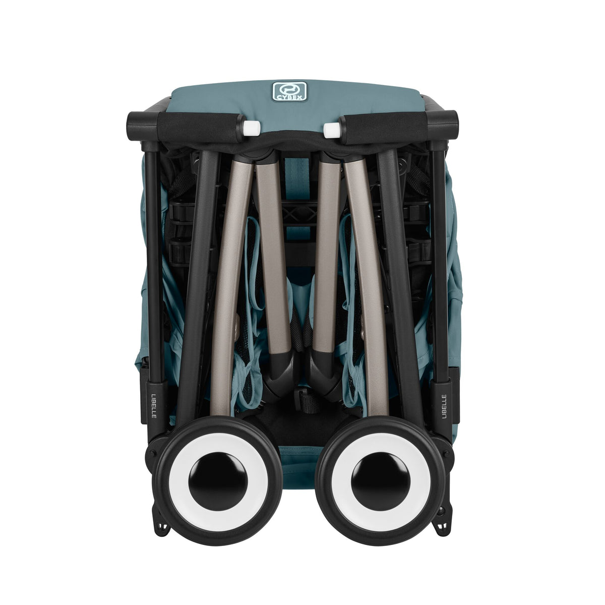 Coche de paseo Libelle 2026 stormy blue de Cybex Gold vista frontal plegado
