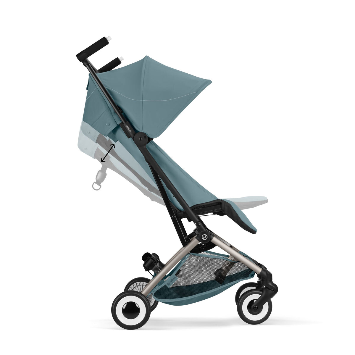 Coche de paseo Libelle 2026 stormy blue de Cybex Gold vista lateral posiciones de reclinado