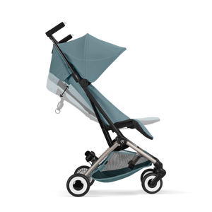 Coche de paseo Libelle 2026 stormy blue de Cybex Gold vista lateral con reclinacion