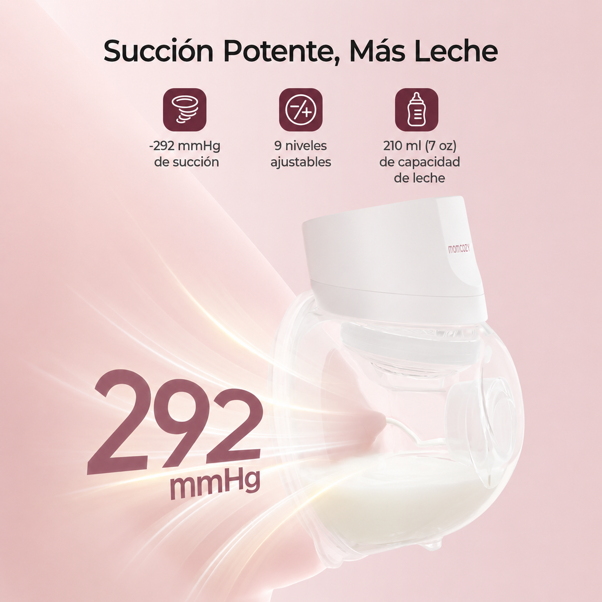 succión potente, más leche del extractor de leche S12 Pro Quick Doble de momcozy