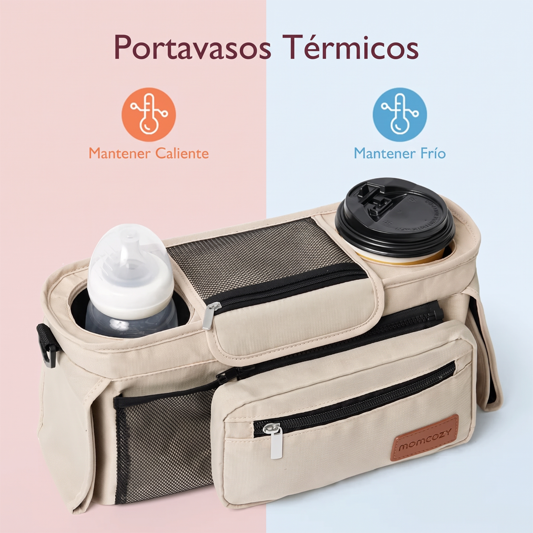 Organizador de coche de paseo con portavasos