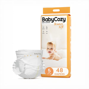 Pack pañales desechables Babycozy Talla 5 (12,2 kg+) — 48 unidades hipoalergénicos sin fragancia ni parabenos