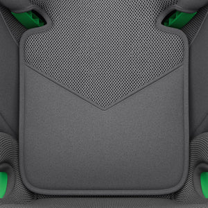Silla de auto Butaca Junior Fix 2 Plus i-Size Kinderkraft color gris, primer plano de la tela transpirable del respaldo con guías de cinturón en verde