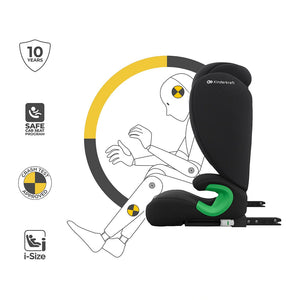 Silla de auto Butaca Junior Fix 2 Plus i-Size Kinderkraft color negro, comparación de tres alturas de reposacabezas para niños de 100 a 150 cm