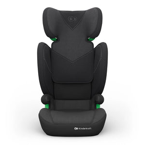 Silla de auto Butaca Junior Fix 2 Plus i-Size Kinderkraft color negro, ilustración de crash test con sellos de aprobación i-Size, Crash Test Approved y Safe Car Seat Program