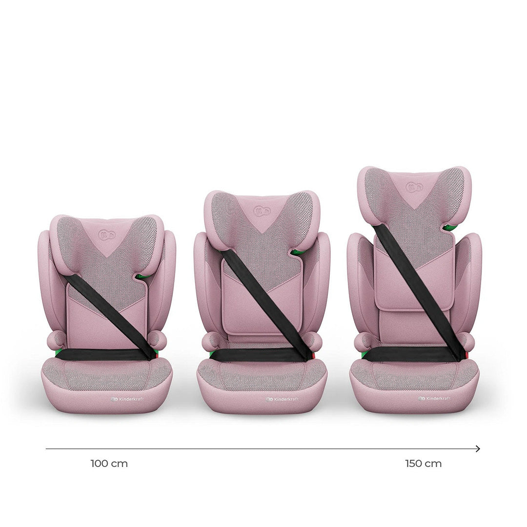 Silla de auto Butaca Junior Fix 2 Plus i-Size Kinderkraft color rosa, vista en ángulo frontal