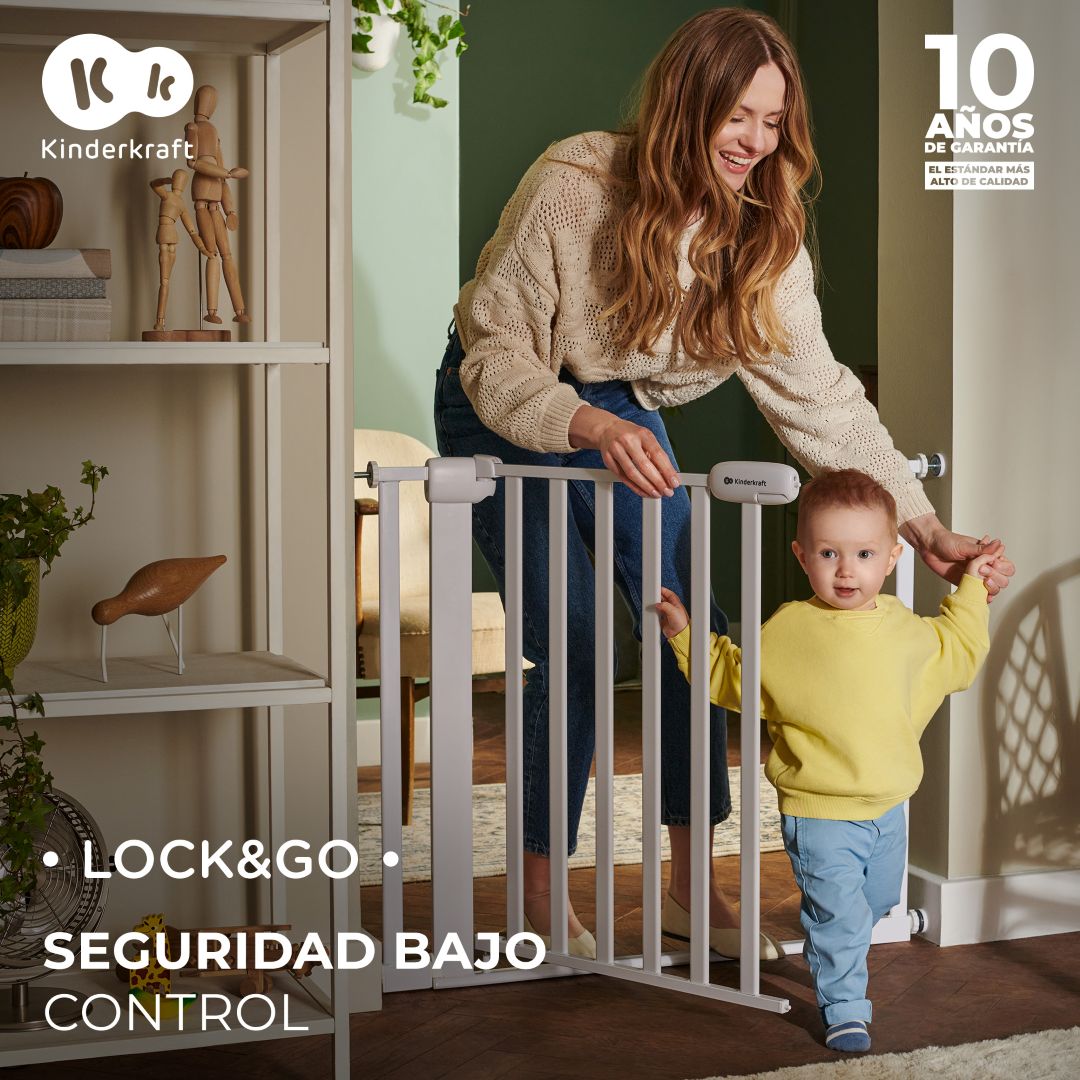 Barrera de seguridad LOCK&GO - KinderKraft - Mini Nuts - Expertos en sillas de auto y coches de paseo