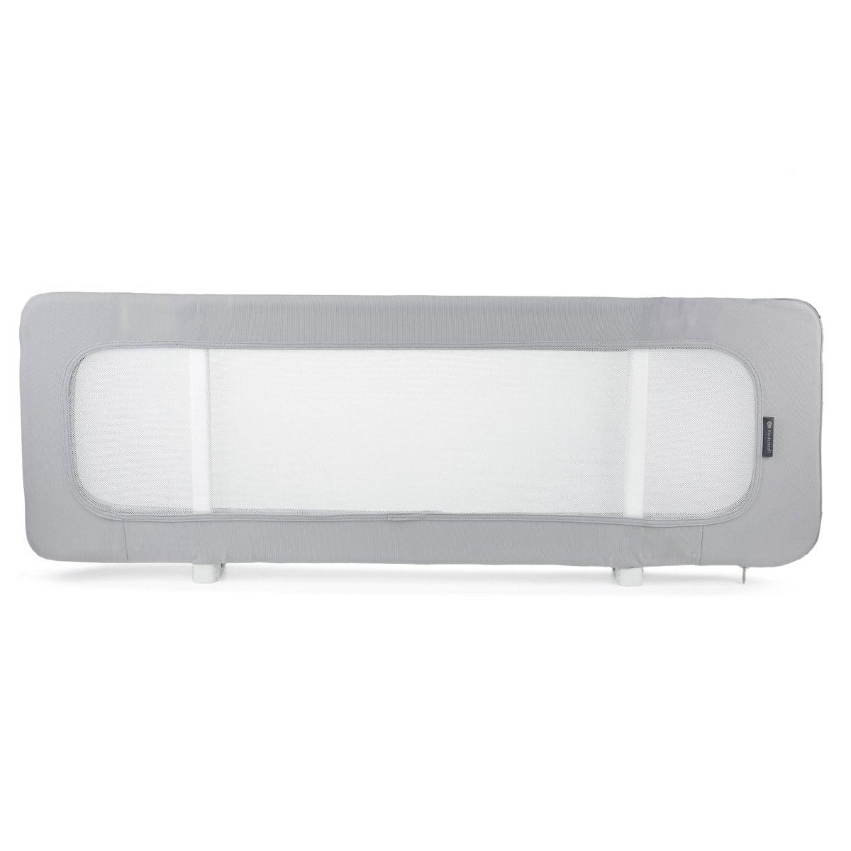 Barrera de cama bebé Kinderkraft GUARD & DREAM gris vista frontal, tres paneles de malla transpirable y bordes acolchados, segura para niños 18 meses a 5 años - Mini Nuts - Expertos en sillas de auto y coches de paseo