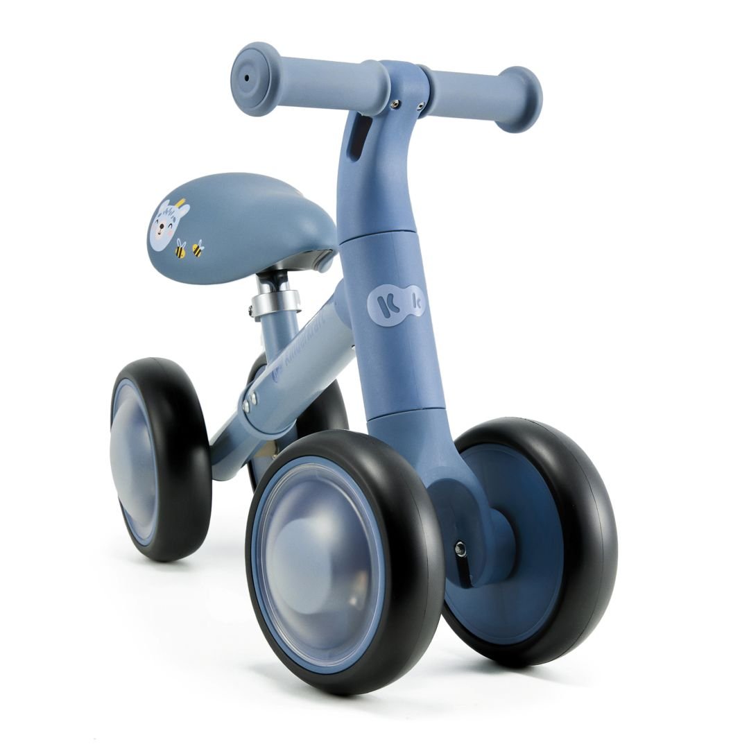 Vista lateral bicicleta Cutie Flash azul con ruedas led brillantes