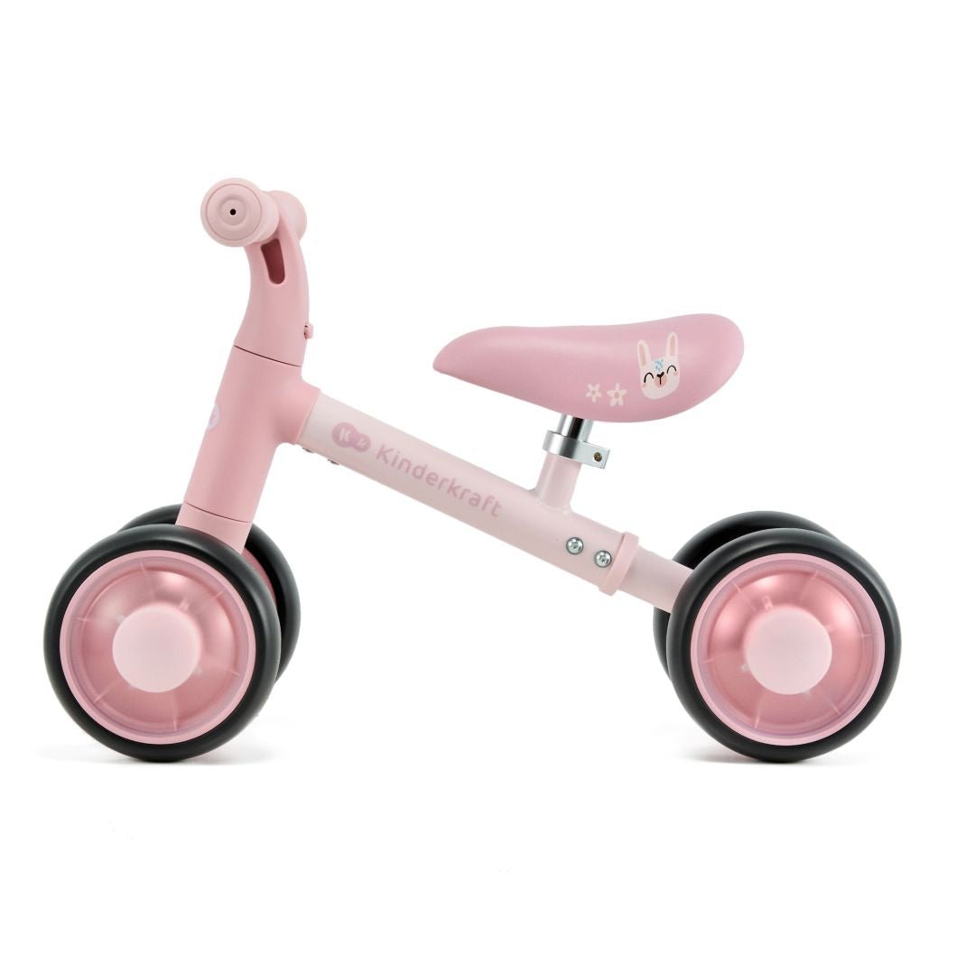 Vista lateral bicicleta Cutie Flash rosada de Kinderkraft