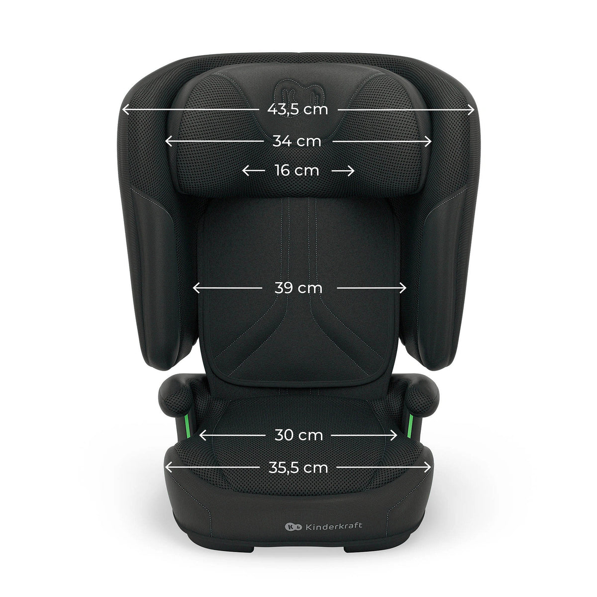 Silla de auto Unity 2 i-Size Kinderkraft color negro, vista frontal en ángulo en posición vertical