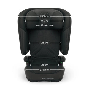 Silla de auto Unity 2 i-Size Kinderkraft color negro, vista frontal en ángulo en posición vertical