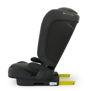 Silla de auto Unity 2 i-Size Kinderkraft, vista en ángulo con medidas técnicas: 56 a 74,5 cm de altura, reposacabezas regulable de 46,5 a 68,5 cm, 32 cm y 43,5 cm de ancho y 34,5 cm de profundidad