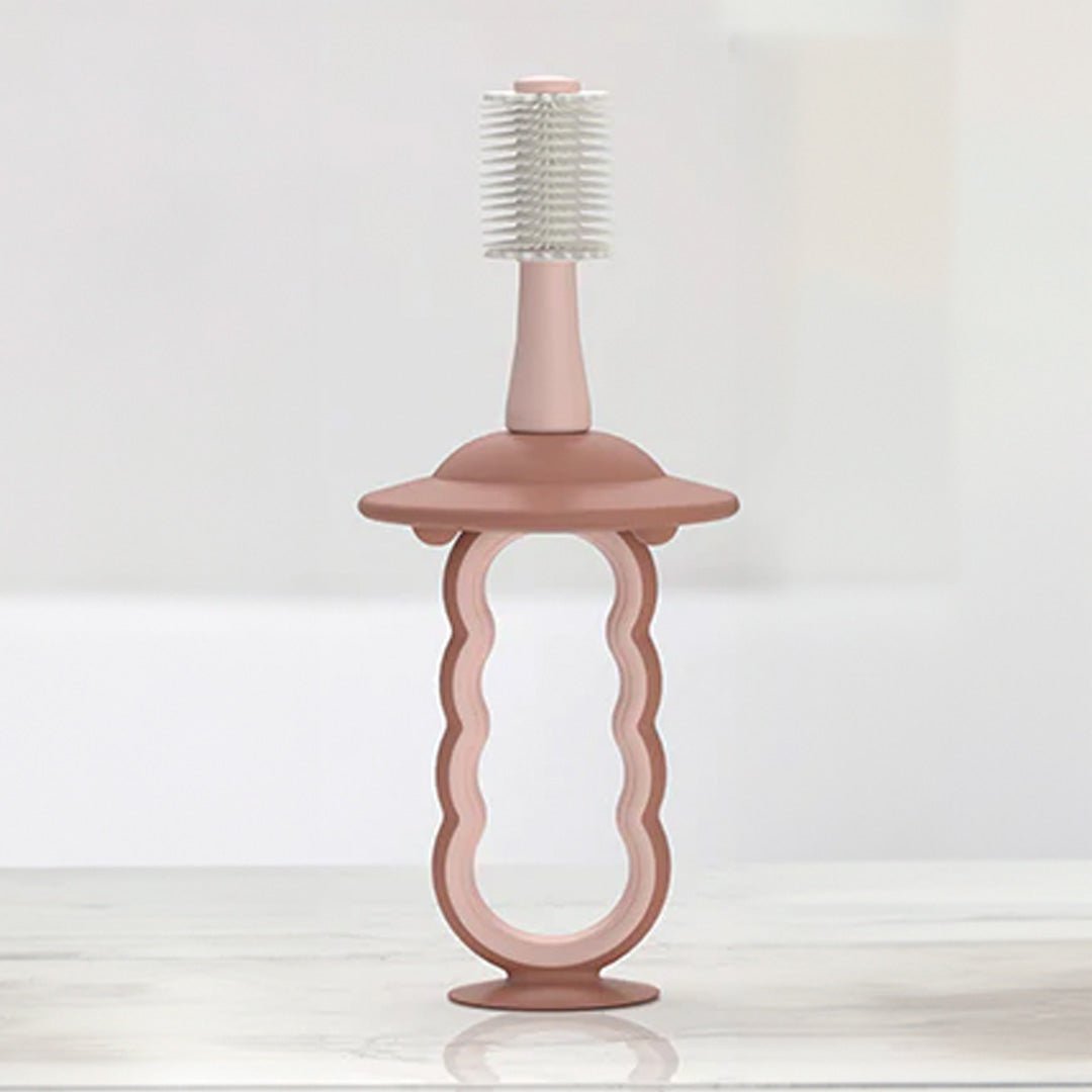 Cepillo dental de silicona para bebé color Rosado - dimensiones