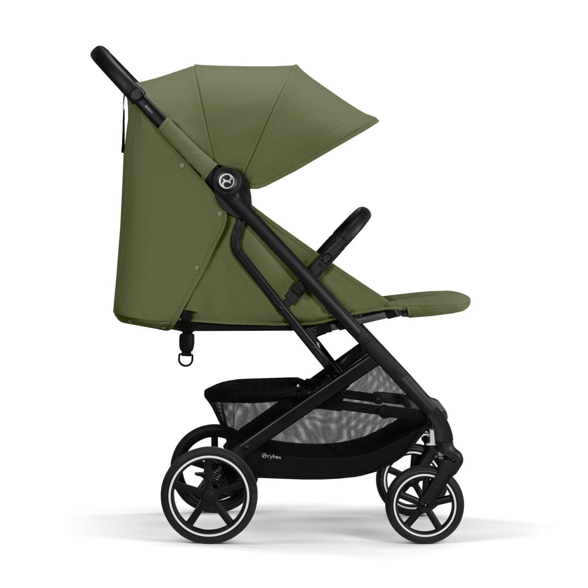 Coche de paseo Beezy 3 color Moss Green - vista lateral asiento reclinado