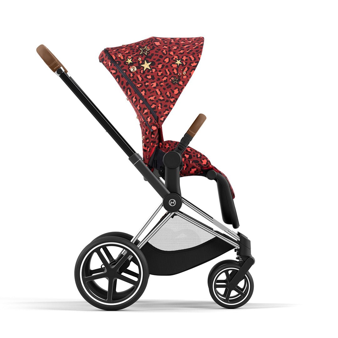 Coche de paseo Priam Rockstar Red Dark 4.0 - Cybex Platinum - Mini Nuts - Expertos en sillas de auto y coches de paseo para bebés