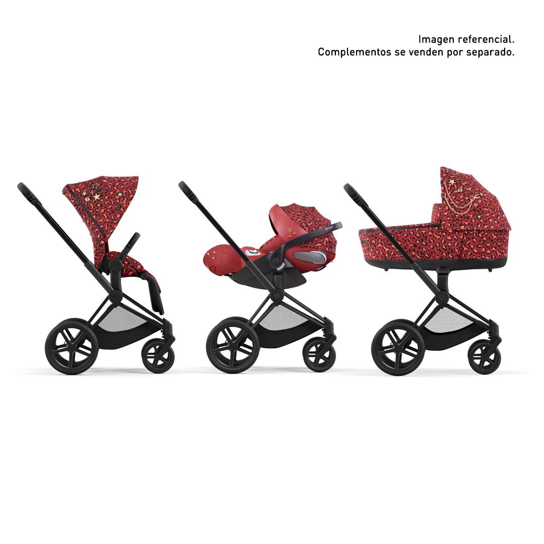Coche de paseo Priam Rockstar Red Dark 4.0 - Cybex Platinum - Mini Nuts - Expertos en sillas de auto y coches de paseo para bebés