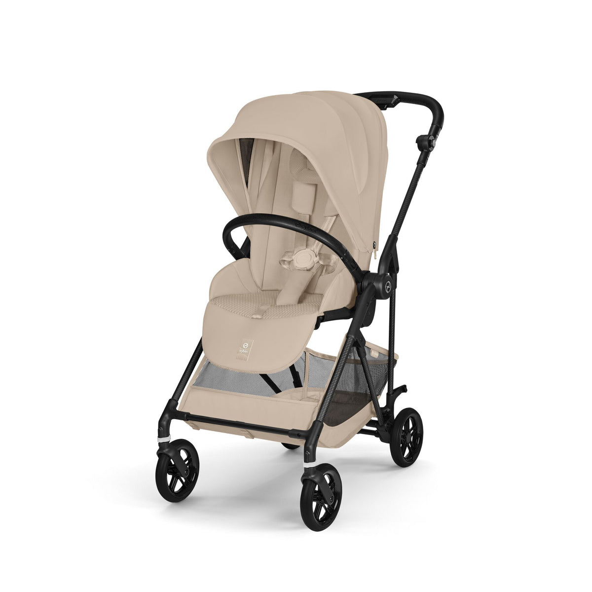 Coche de paseo Melio Carbón color Almond Beige - vista en ángulo frontal