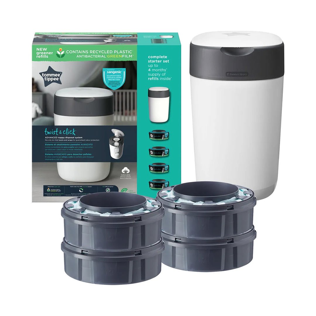 Contenedor de Pañales Sangenic Twist & Click + 4 repuestos - Tommee Tippee - Mini Nuts - Expertos en sillas de auto y coches de paseo
