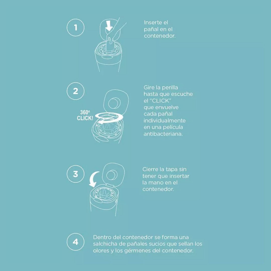 Contenedor de Pañales Sangenic Twist & Click - Tommee Tippee - Mini Nuts - Expertos en sillas de auto y coches de paseo