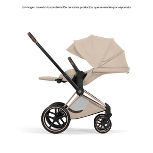 Pack Asiento CYBEX Priam Style Collection 2026 Cozy Beige reclinado en posición horizontal