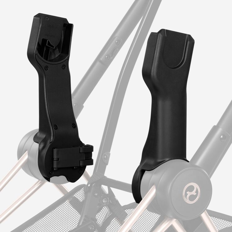 Adaptadores para Portabebé Coya 2026 CYBEX detalle acoplado en chasis de coche de paseo 