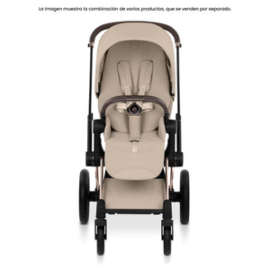 Pack Asiento CYBEX Priam Style Collection 2026 Cozy Beige con chasis Rosegold, vista frontal