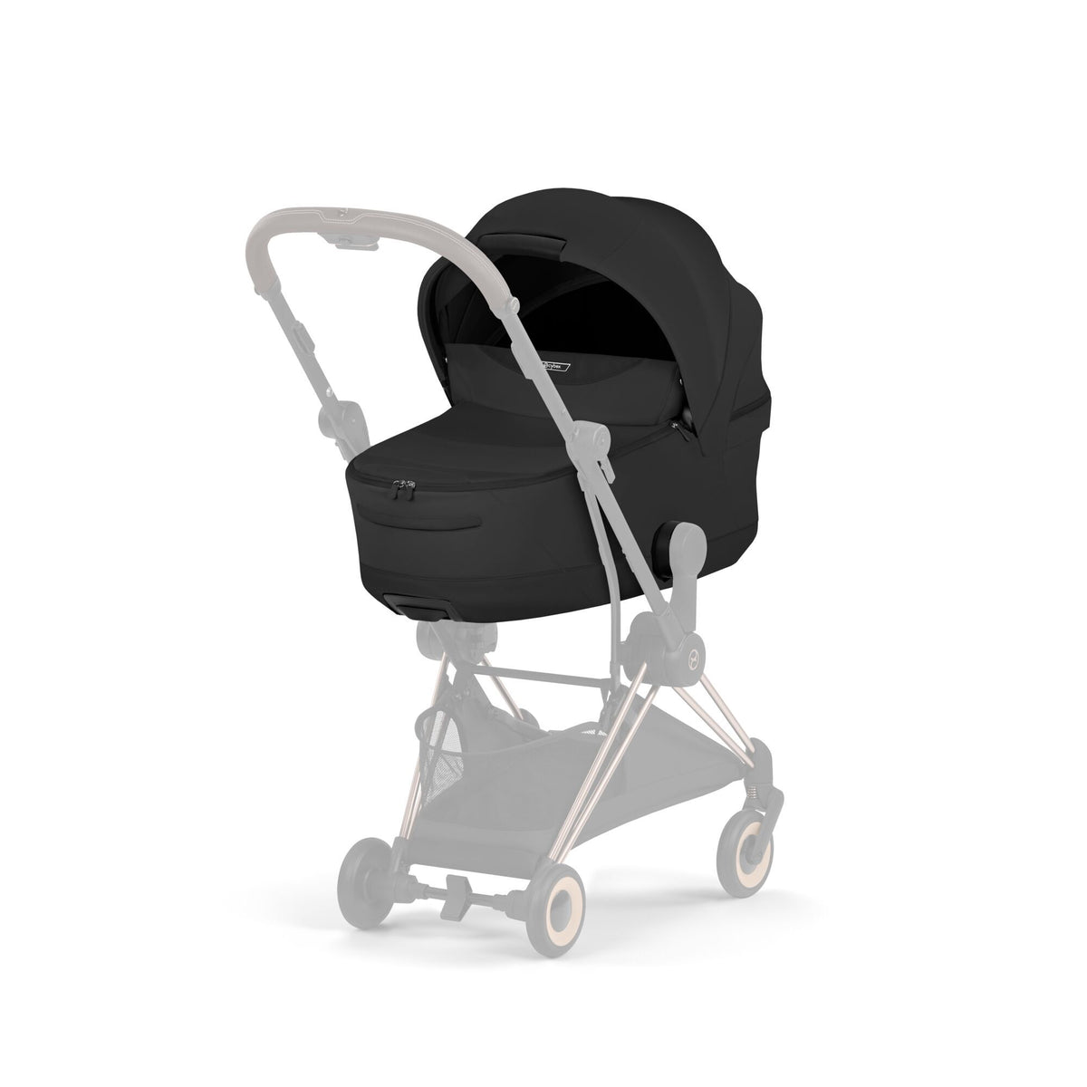Moisés plegable Cybex Fold Lux instalado en el coche de paseo Coya, color Sepia Black