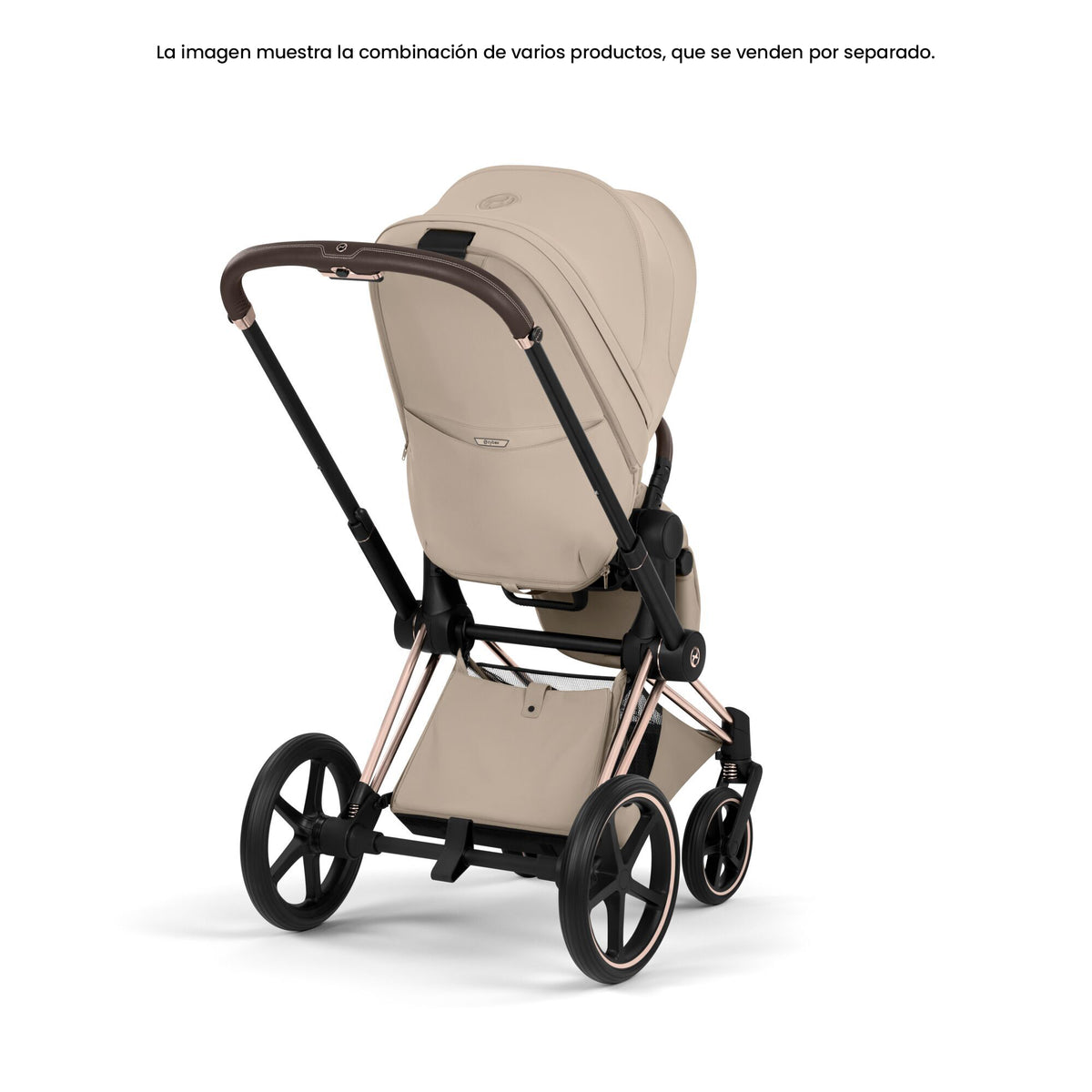 Pack Asiento CYBEX Priam Style Collection 2026 Cozy Beige vista trasera en ángulo