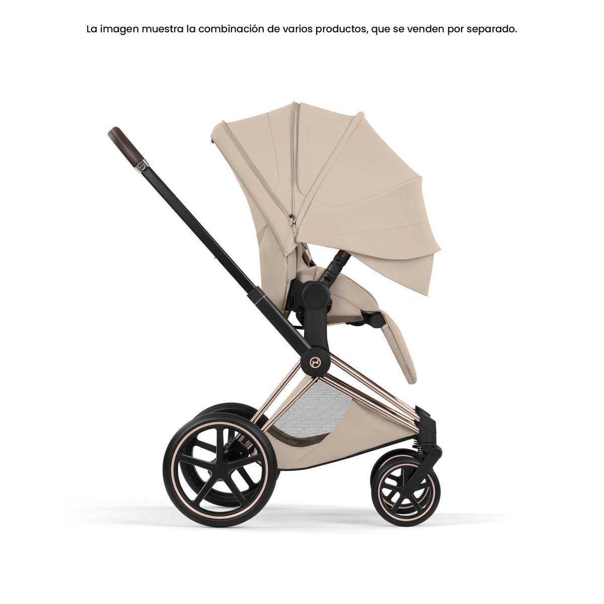 Capota XXL UPF50+ del Pack Asiento CYBEX Priam Style Collection 2026 Cozy Beige extendida