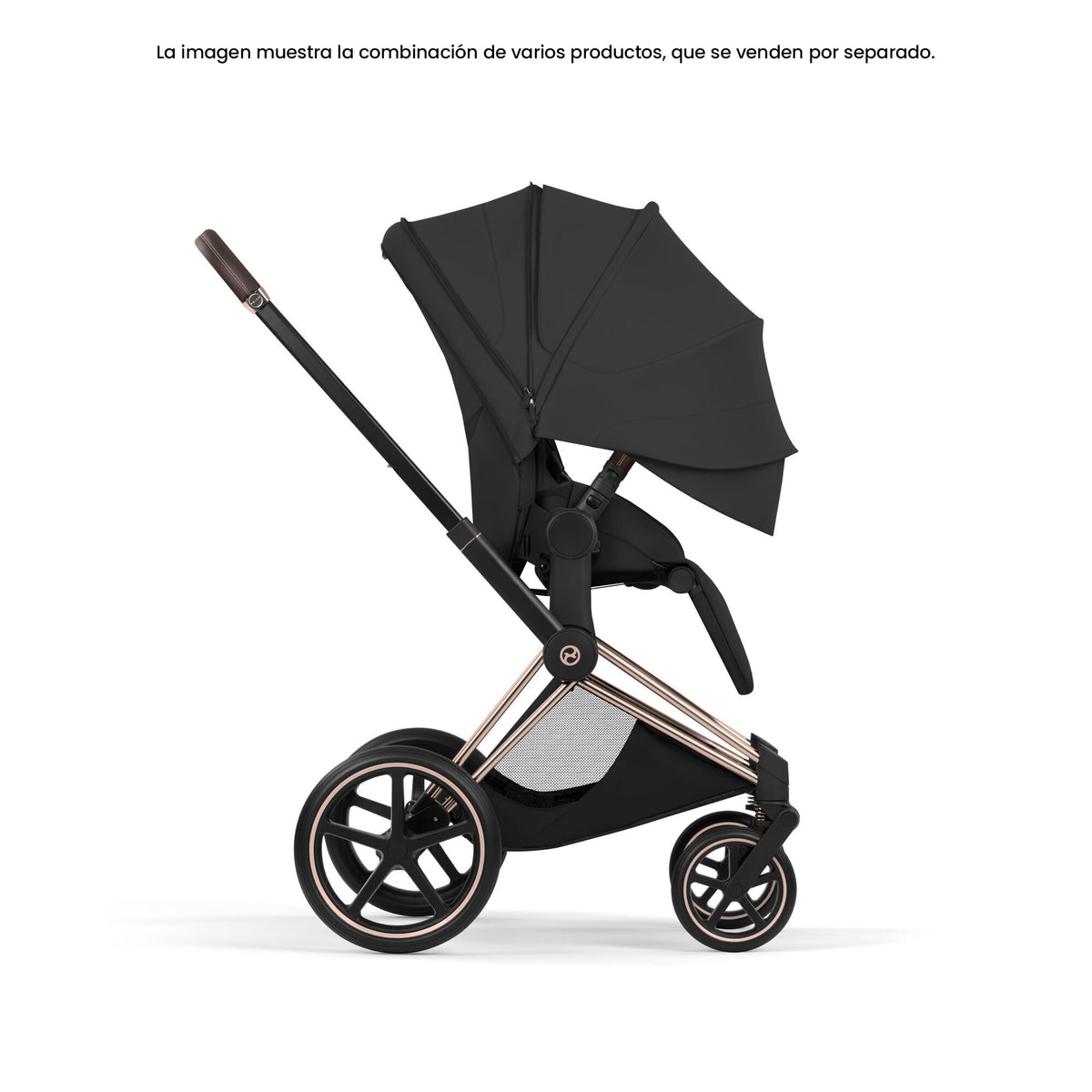 Capota XXL UPF50+ del Pack Asiento CYBEX Priam Style Collection 2026 Sepia Black extendida