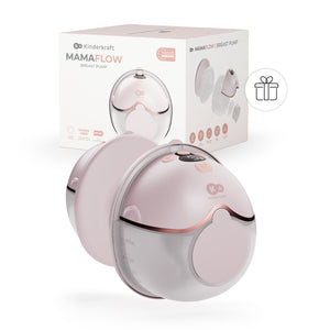 Caja del extractor de leche inalámbrico Mamaflow Kinderkraft color rosado junto al extractor