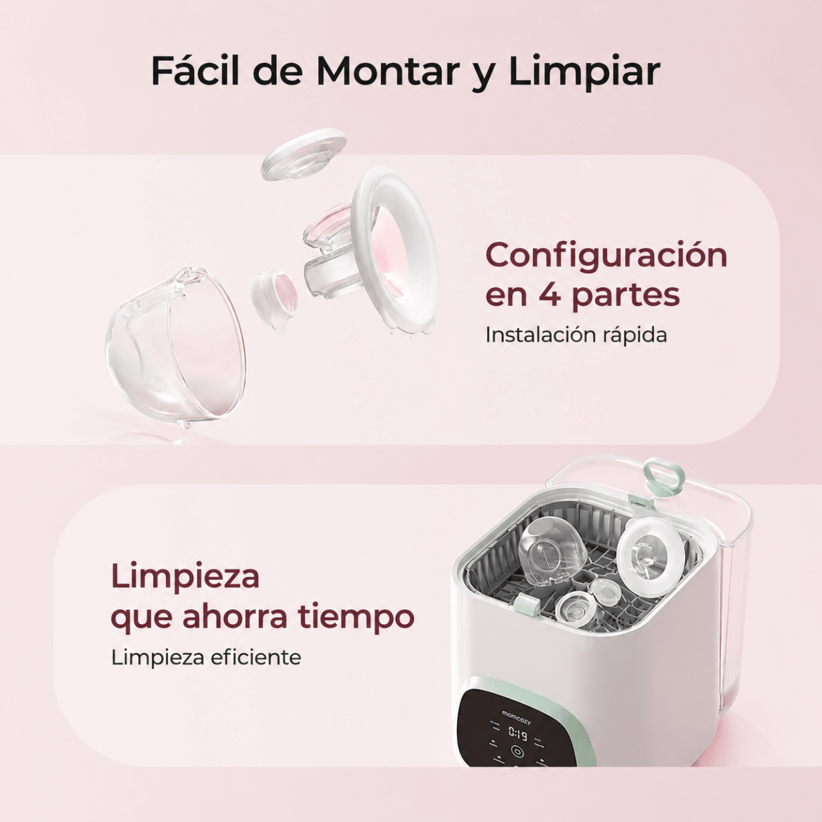 Extractor de leche materna Manos libres S12 Pro Quick - MOMCOZY-Mini Nuts - Expertos en sillas de auto y coches de paseo