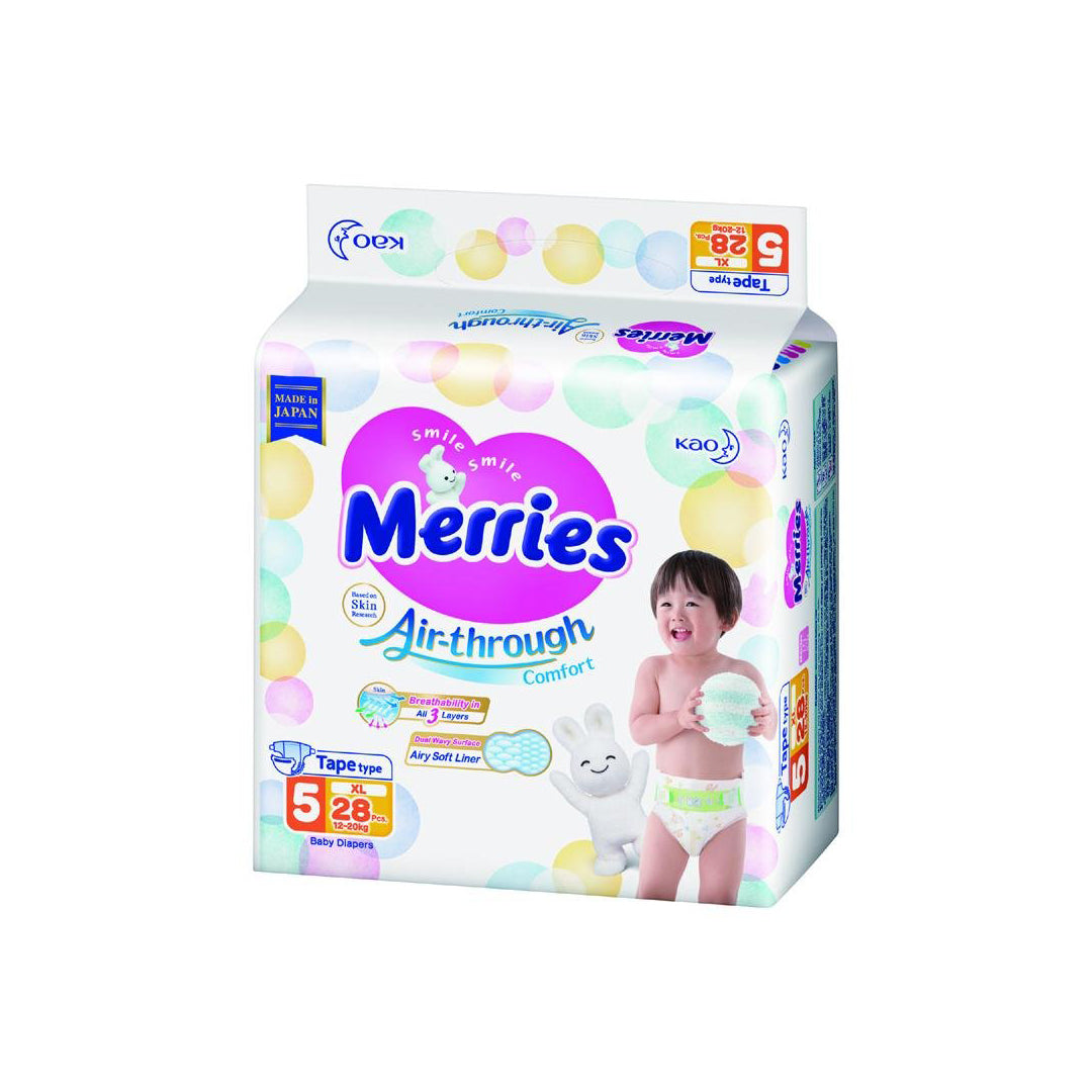Pañales desechables Merries con velcro - dimensiones