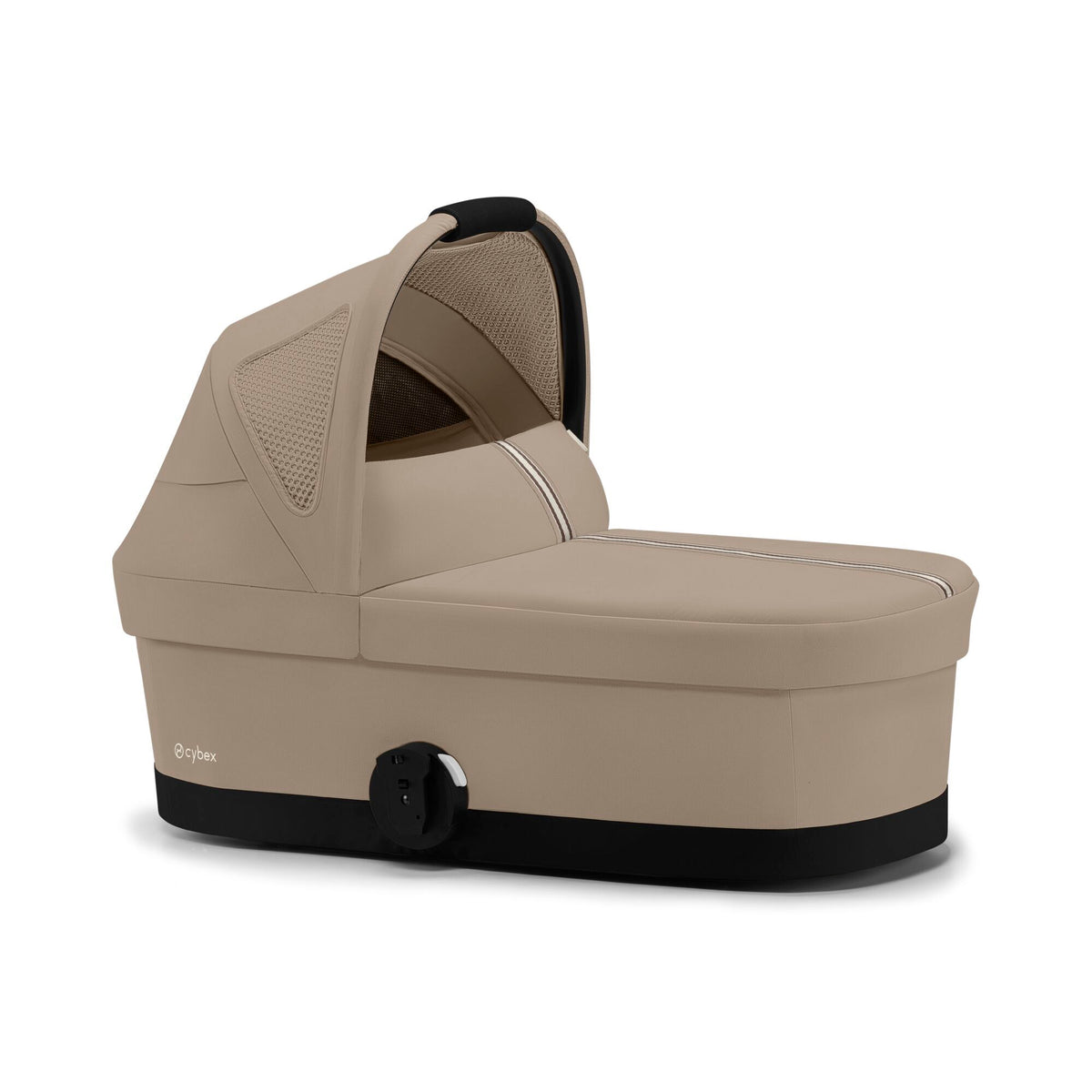 Moisés Cybex Cot S color Almond Beige — vista lateral con capota extendida