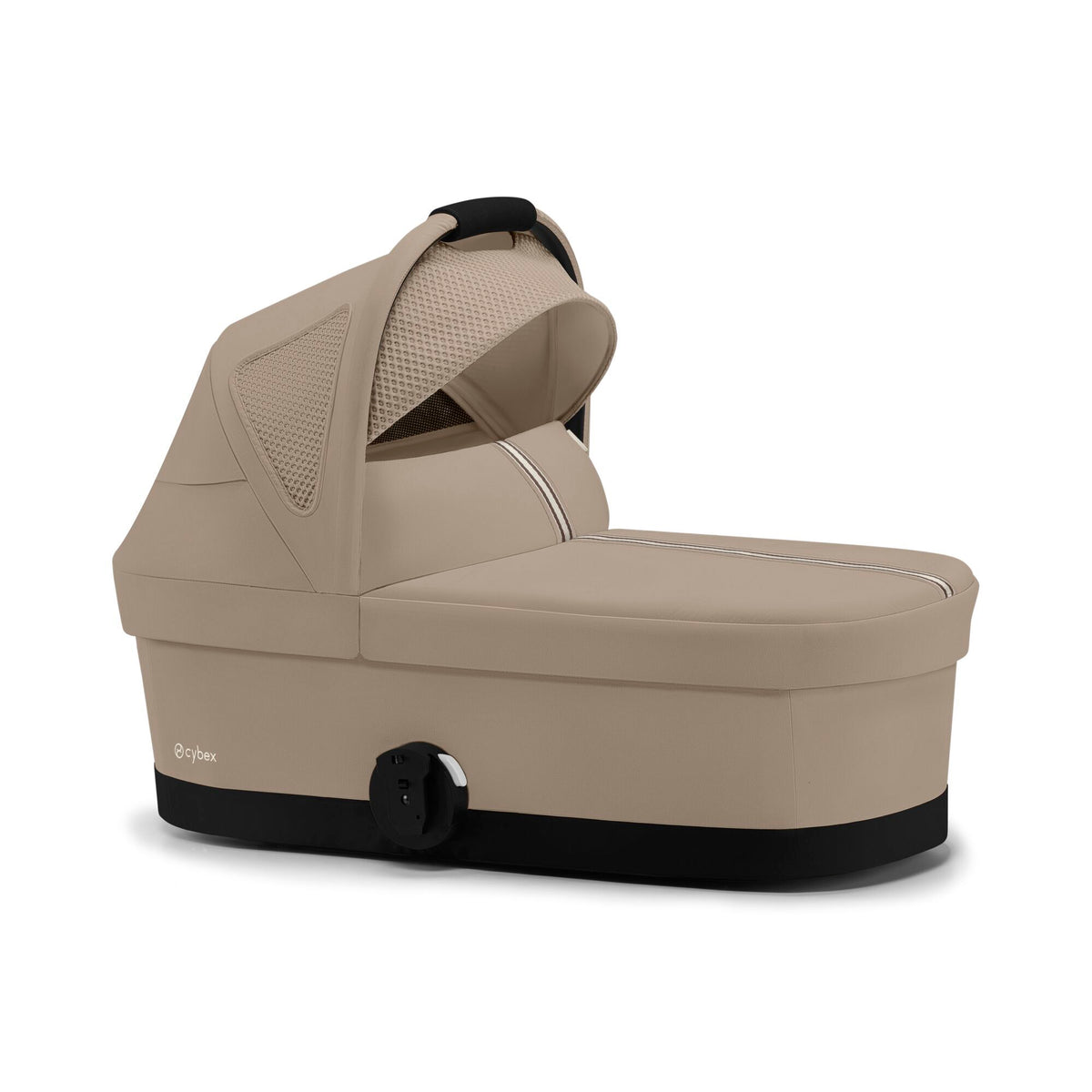 Moisés Cybex Cot S color Almond Beige — vista lateral con capota extendida