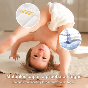 Pañales desechables Babycozy múltiples capas a prueba de fugas — tamaño ancho y largo para bebés activos