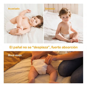 Pañales desechables Babycozy que no se desplazan — absorción firme en posición acostado, sentado y boca abajo