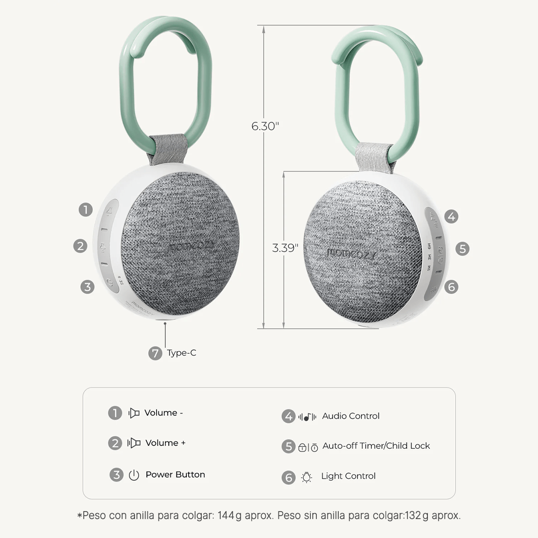 Ruido Blanco Portátil Colgante - MOMCOZY - Mini Nuts - Expertos en sillas de auto y coches de paseo