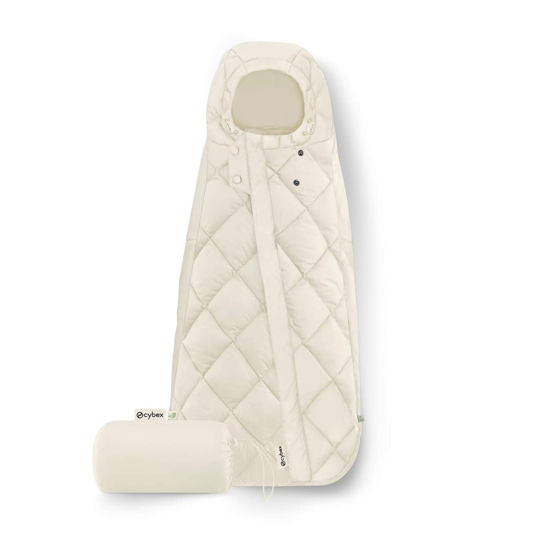 Saquito acolchado para bebés en sillas de auto color seashell beige con bolso de almacenamiento