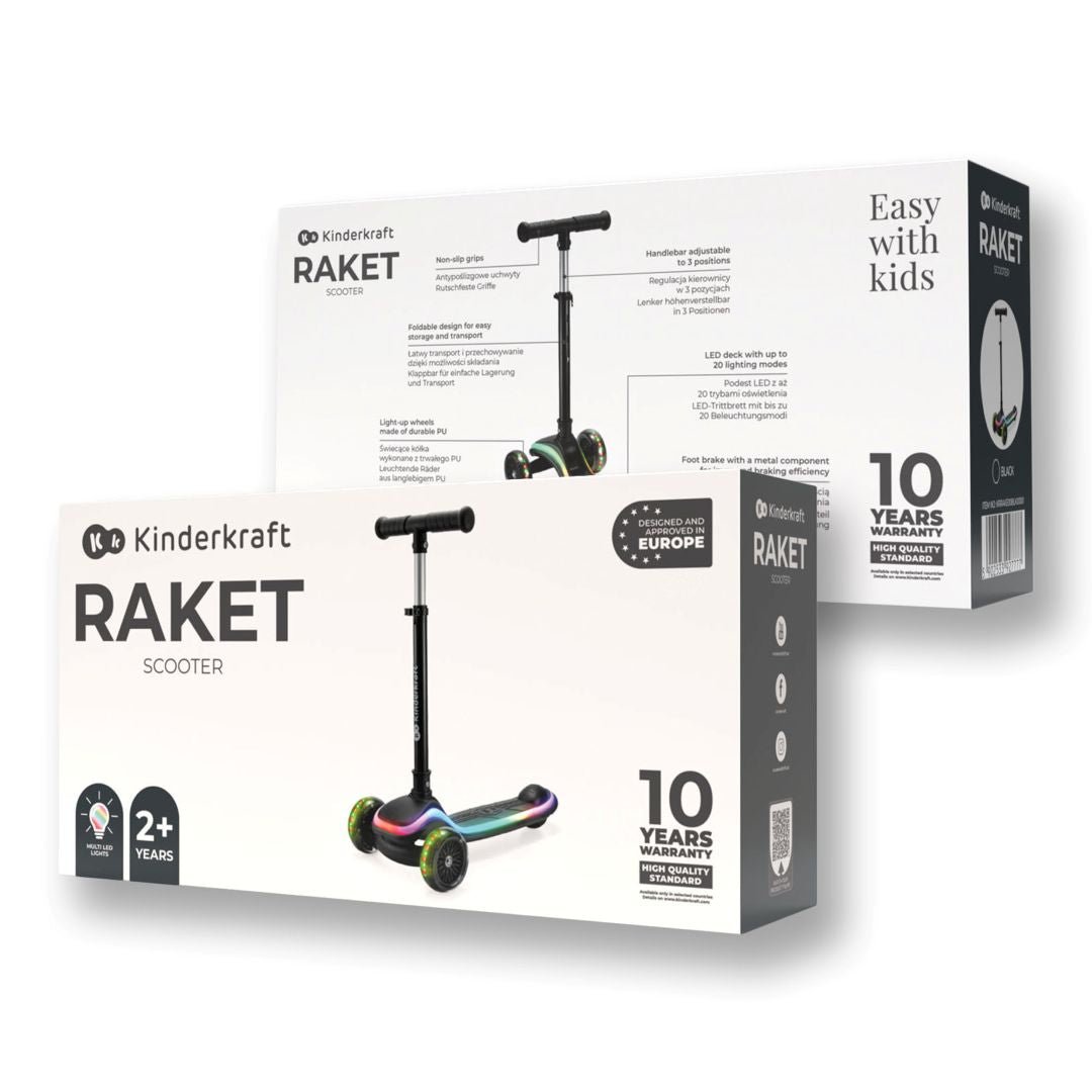 Scooter con luces LED RAKET - KinderKraft - Mini Nuts - Expertos en sillas de auto y coches de paseo