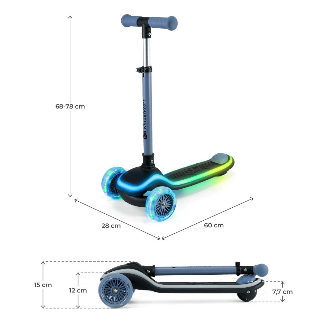 Scooter con luces LED RAKET - KinderKraft - Mini Nuts - Expertos en sillas de auto y coches de paseo