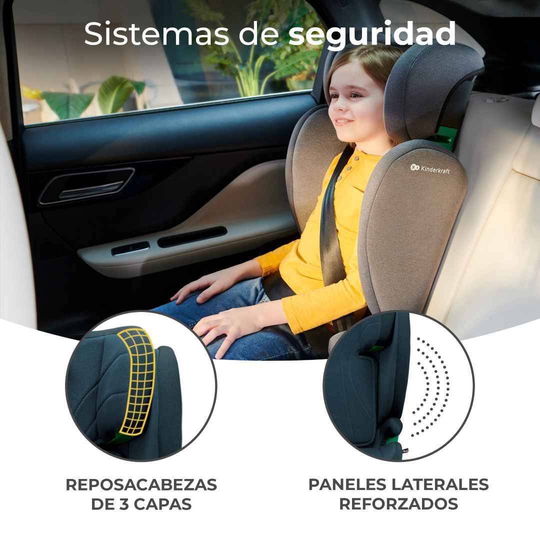 Niña en Silla de auto Butaca JUNIOR FIX 2 i - Size color verde KinderKraft