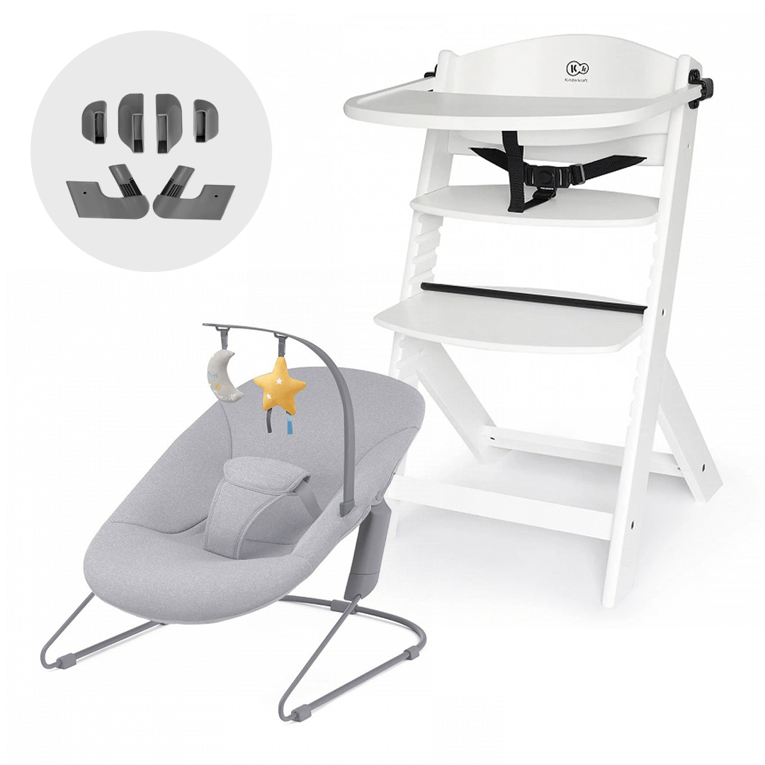 Silla de comer evolutiva 4 en 1 Enock + Silla mecedora Calmee - KinderKraft - Mini Nuts - Expertos en sillas de auto y coches de paseo