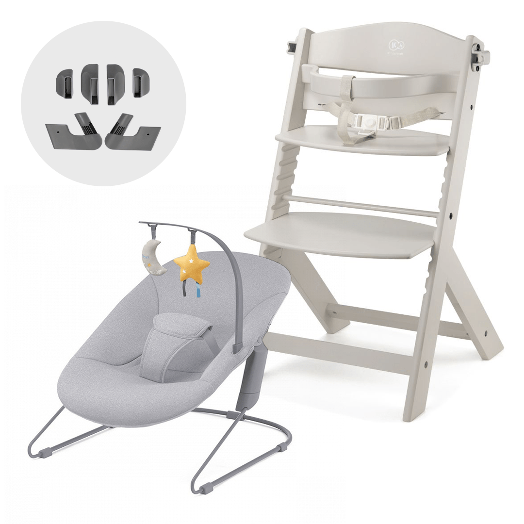 Silla de comer evolutiva 4 en 1 Enock + Silla mecedora Calmee - KinderKraft - Mini Nuts - Expertos en sillas de auto y coches de paseo